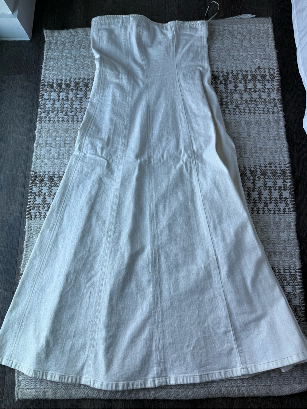 Abercrombie & Fitch Strapless Cream Maxi Denim Dress